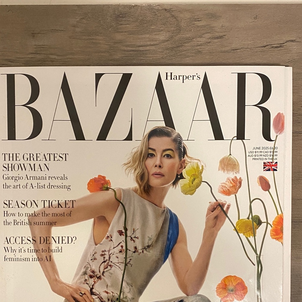 Harper's Bazaar Magazine Cover Rosamund Pike